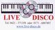 Klavier, CDs, Text "LIVE DISCO", Telefonnummern und Website-URL: www.live-disco.de
