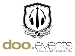Logo der Pompidou-Events mit goldenem Schriftzug "doo." im unteren Bereich der Grafik.