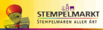 Logo mit rotem Stempel, daneben Schriftzug "Stempelmarkt - Stempelwaren aller Art".