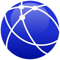 Blauer Globus mit Netzlinien und Knotenpunkten, symbolisiert globale Vernetzung.