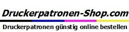 Text: "Druckerpatronen günstig online bestellen" mit buntem Balken darunter.