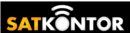 Logo mit dem Text "SATKONTOR" und einem stilisierten Signal darüber auf schwarzem Hintergrund.