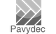 Logotipo de Pavydec con diseño geométrico en blanco y negro.