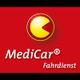 Rotes MediCar-Logo mit gelbem Symbol und Schriftzug "MediCar Fahrdienst".
