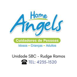 Logotipo da Home Angels com informações de contato da unidade SBC - Rudge Ramos e telefone.