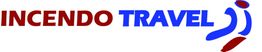 INCENDO TRAVEL-Logo in Rot und Blau mit stilisiertem Fußabdruck.