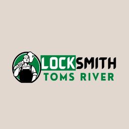 Logo of Locksmith Toms River featuring a locksmith in a circle on a beige background.