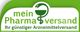 Logo von "meinPharmaversand" mit einer grünen Schlange um einen Apothekenbecher.