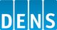 Weiße Buchstaben "DENS" auf blauem Hintergrund.