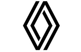 Logotipo geométrico en blanco y negro con forma de rombo.