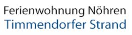 Text: "Ferienwohnung Nöhren, Timmendorfer Strand" in schwarzer und blauer Schrift.