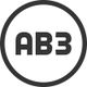 Schwarzer Kreis mit der Aufschrift "AB3" in der Mitte auf weißem Hintergrund.