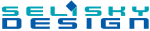 Logo mit Text "SELSKY DESIGN" in Türkis und Blau, mit einem blauen Quadrat im oberen Bereich.