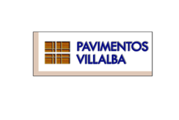 Logo de Pavimentos Villalba con diseño de cuadros de madera.