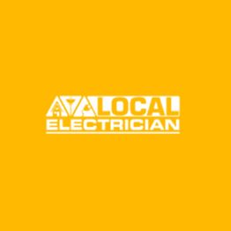 Logo with the text "Local Electrician" on a bright yellow background.