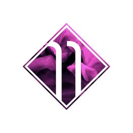 Rautenförmiges Logo mit lila Hintergrund und weißen, parallelen Linien in der Mitte.