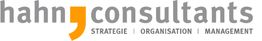 Logo von Hahn Consultants, text in Grau und Orange: Strategie, Organisation, Management.