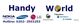 Geschäftslogo "Handy World" mit Logos von Nokia, Samsung, LG, Sony Ericsson, Motorola und anderen.