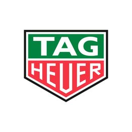 Logotipo da TAG Heuer com fundo branco, "TAG" em verde e "HEUER" em vermelho.