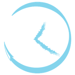 Blåt urikon med minimalistiske visere uden tal på urskiven.