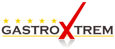 Logo mit Schriftzug "GastroXtreme", fünf gelbe Sterne und einem großen roten "X".