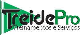 Logotipo da TreidePro com fundo transparente, letras verdes e pretas. Texto: Treinamentos e Serviços.