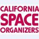 Text: "California Space Organizers" in bold red letters on a white background.