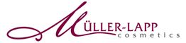 Logo von Müller-Lapp Cosmetics mit stilisiertem, geschwungenem Schriftzug in Weinrot.