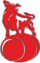 Rotes Stier-Symbol auf einem runden Element.