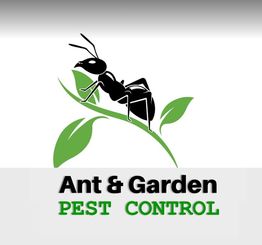 Logo: Black ant on green leaves with text "Ant & Garden Pest Control".