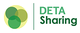 Logo met overlappende groene cirkels en tekst "DETA Sharing" in groene letters.