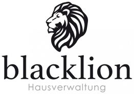 Logo von "blacklion Hausverwaltung" mit einem stilisierten Löwenkopf.