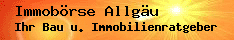 Text auf Sonnenuntergang: "Immobörse Allgäu - Ihr Bau und Immobilienratgeber".