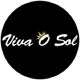 Black circle with the text "Viva O Sol" and a sun symbol over the "O".