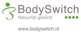 Logo van BodySwitch met slogan "Natuurlijk gezond" en website www.bodyswitch.nl.
