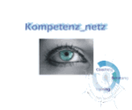 Auge mit blauem Text "Kompetenz_net" und Kreisdarstellung rechts.
