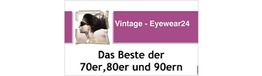 Alt-Text: "Vintage-Brille Werbung: Das Beste der 70er, 80er und 90er. Seitliche Profilansicht."