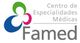 Logo de Famed con texto: "Centro de Especialidades Médicas" y diseño de colores verde, azul y rosa.