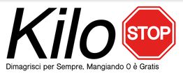 Logo "Kilo STOP" con scritta "Dimagrisci per Sempre. Mangiando O è Gratis".