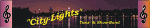 Banner mit "City Lights" in Gelb, lila Hintergrund und Musiknoten an den Seiten.