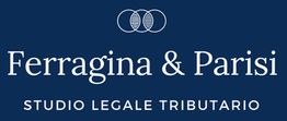 Logo Ferragina & Parisi su sfondo blu, con dicitura "Studio Legale Tributario" in bianco.