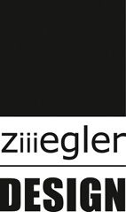 Schwarzes Logo mit weißem Text: "ziiiegler DESIGN".
