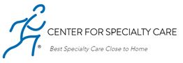 Abstract figure logo with "Center for Specialty Care" and slogan "Best Specialty Care Close to Home."