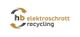Logo mit Text "hb elektroschrott recycling" und zwei kreisförmigen Pfeilen in Gold und Schwarz.
