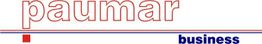 Texto del logotipo: "paumar business" en rojo y azul con líneas horizontales.