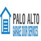 Blue house icon beside "Palo Alto Garage Door Services" text in blue and gray.