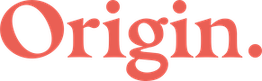 Red text "Origin." on a transparent background.