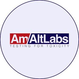Logo of AmAltLabs with the text "Testing for Toxicity" beneath.