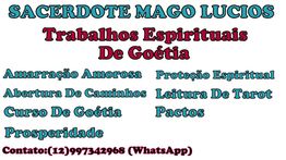 Texto sobre serviços espirituais de Goétia com contato de WhatsApp.