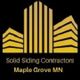 Gold building logo with text: "Solid Siding Contractors Maple Grove MN" on a black background.